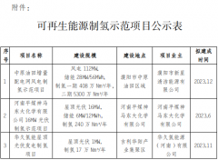 河南发改委公示可再生能源制氢示范项目名单